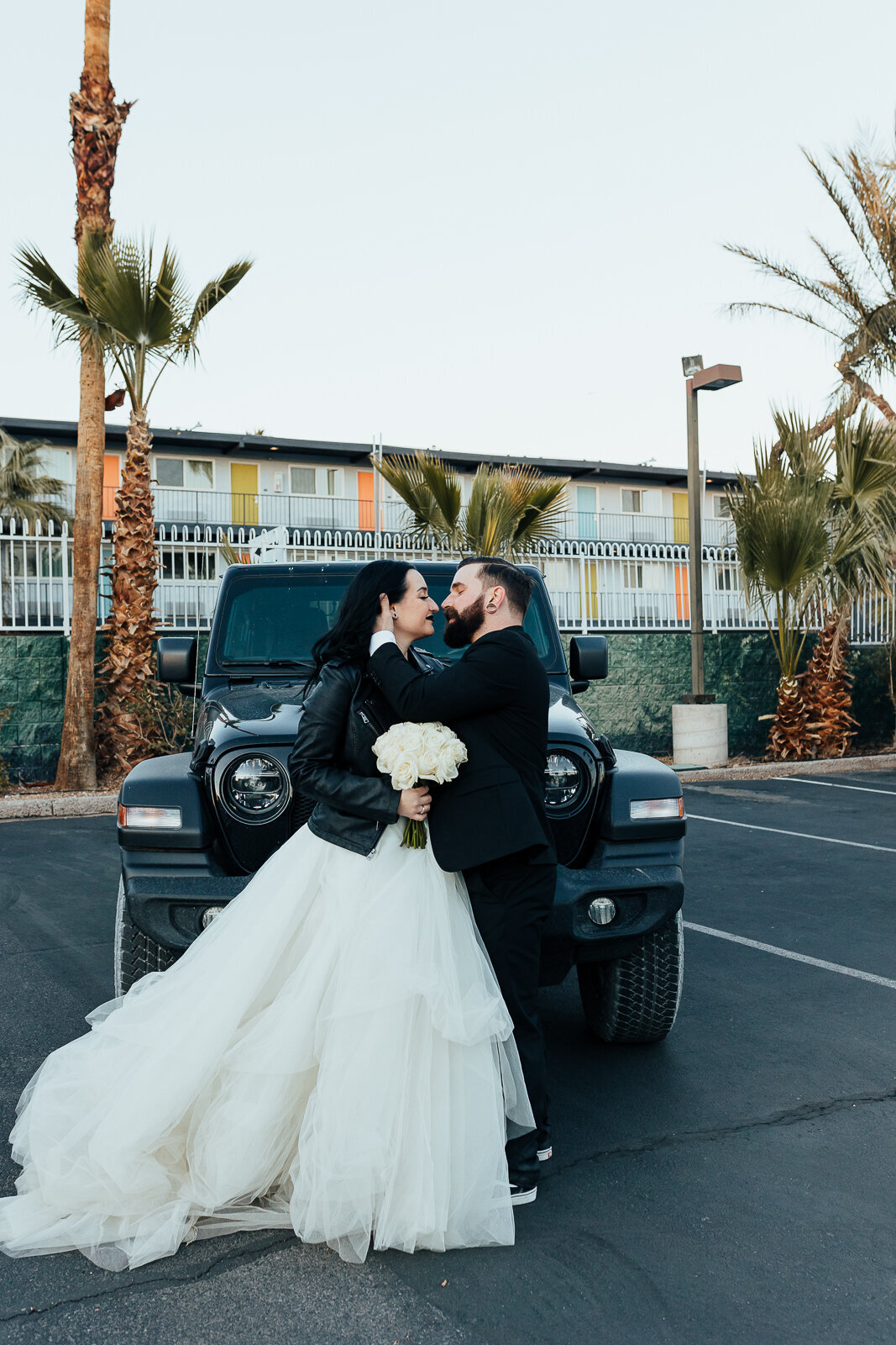 Wedding Portraits with Jeep Downtown Las Vegas