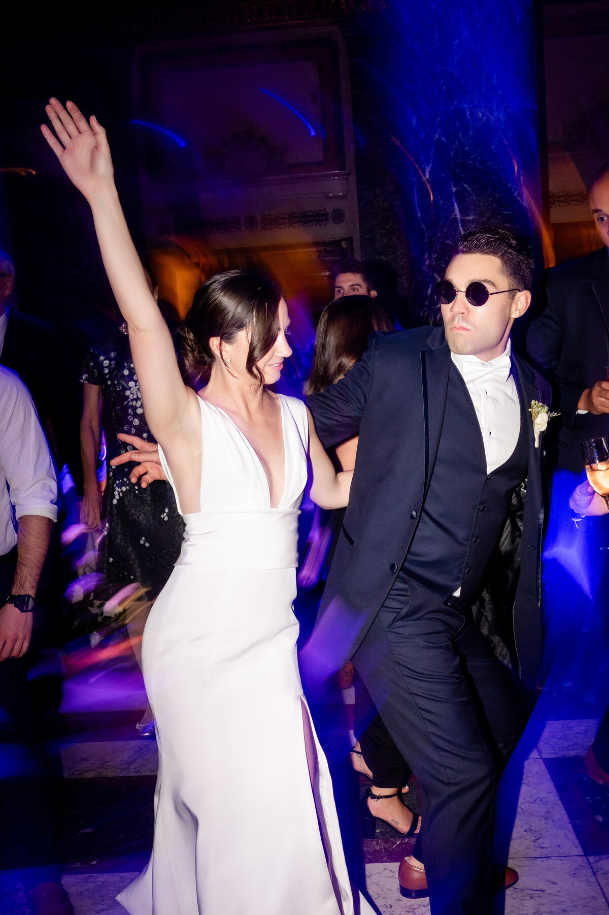 married couple dancing at carnegie museum wedding reception
