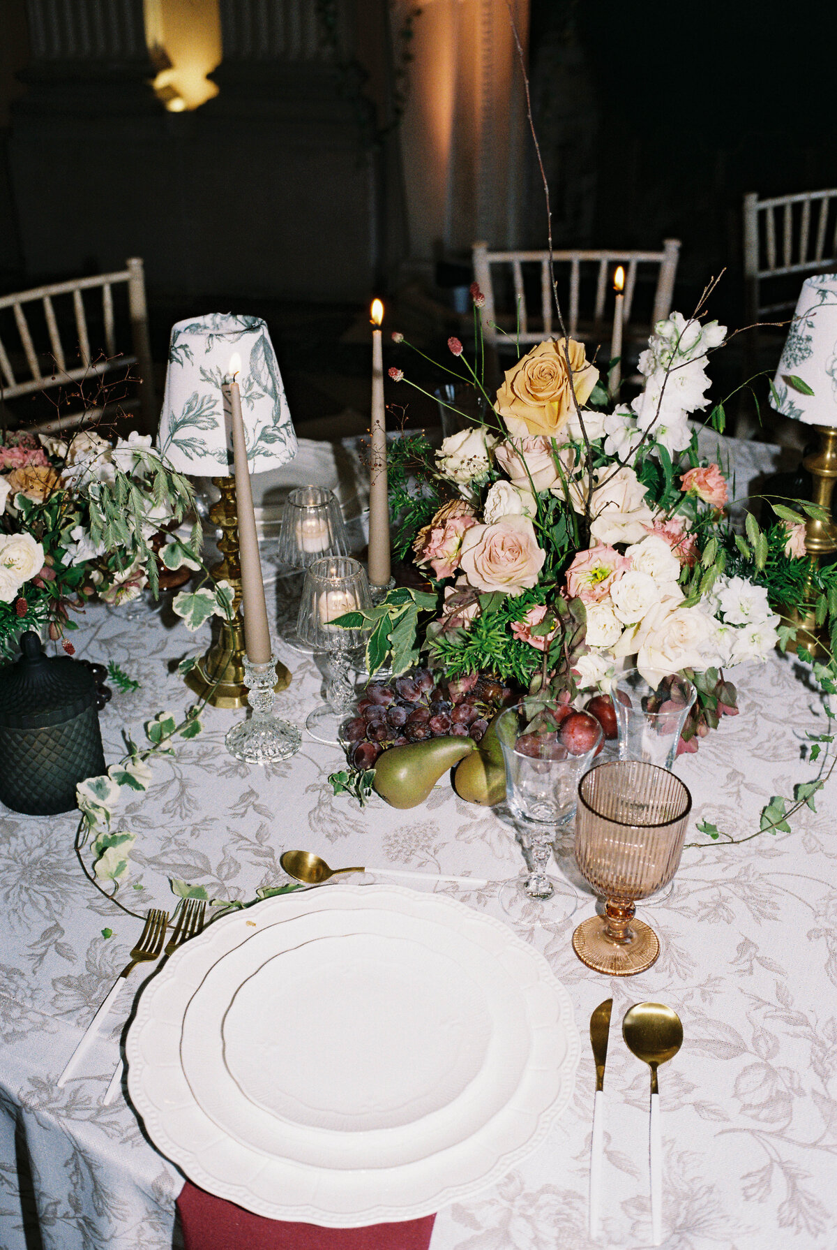 Direct flash tablescape at Ragley Hall, captured on 35mm