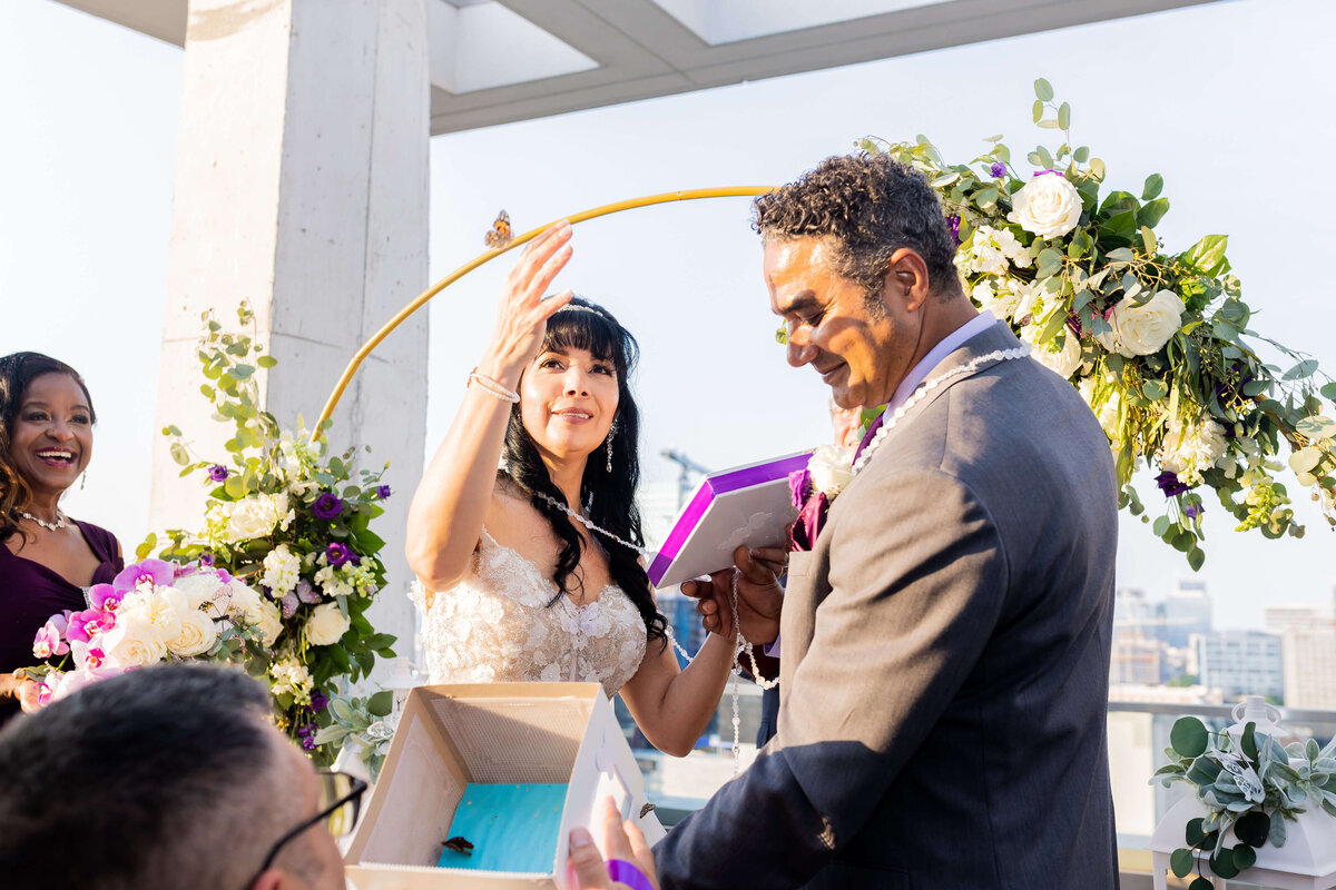 wedding ceremony on the rooftop of The Aertson hotel, Nashville