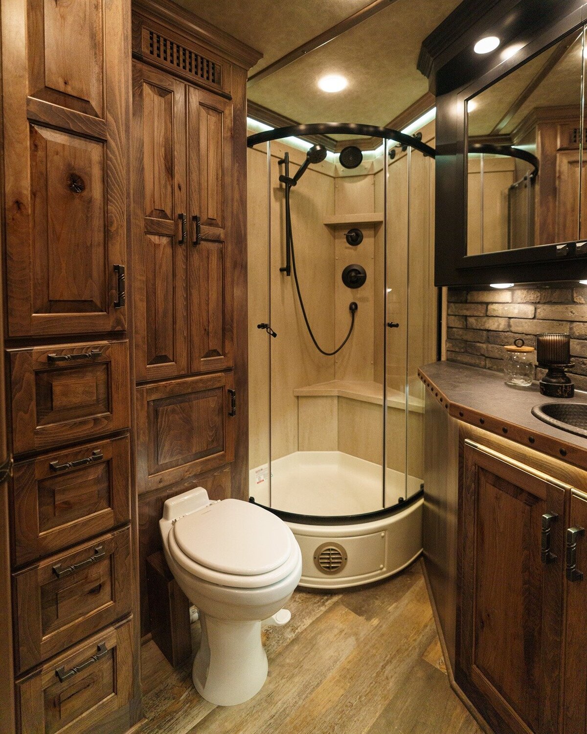 luxury horse trailer bathroom