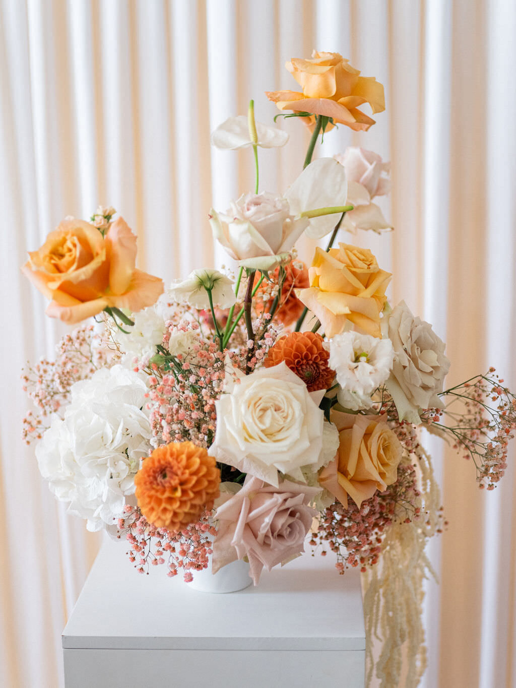orange, white and pink wedding flowers