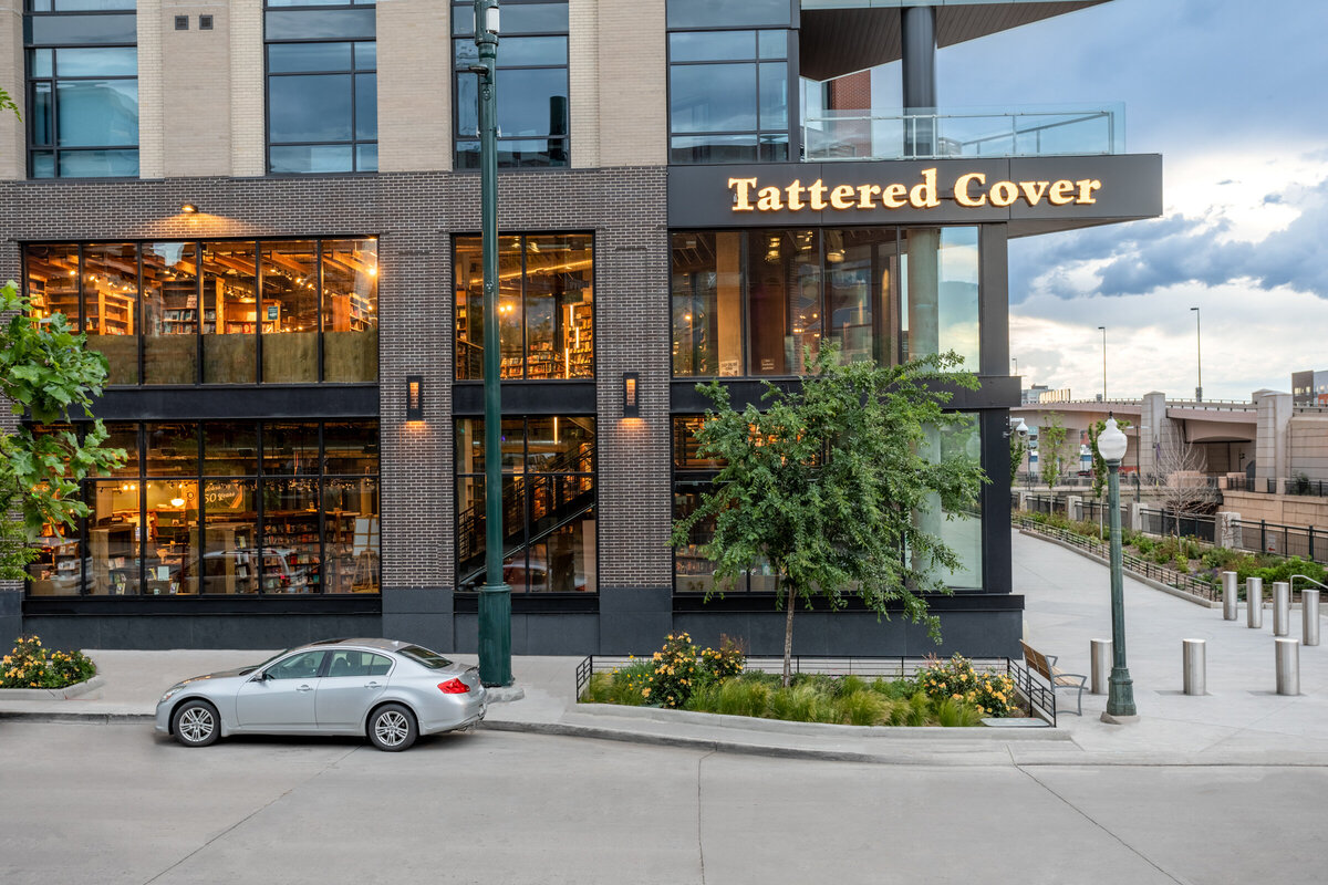 The exterior of the McGregor Square location of the Tattered Cover, circa 2023.