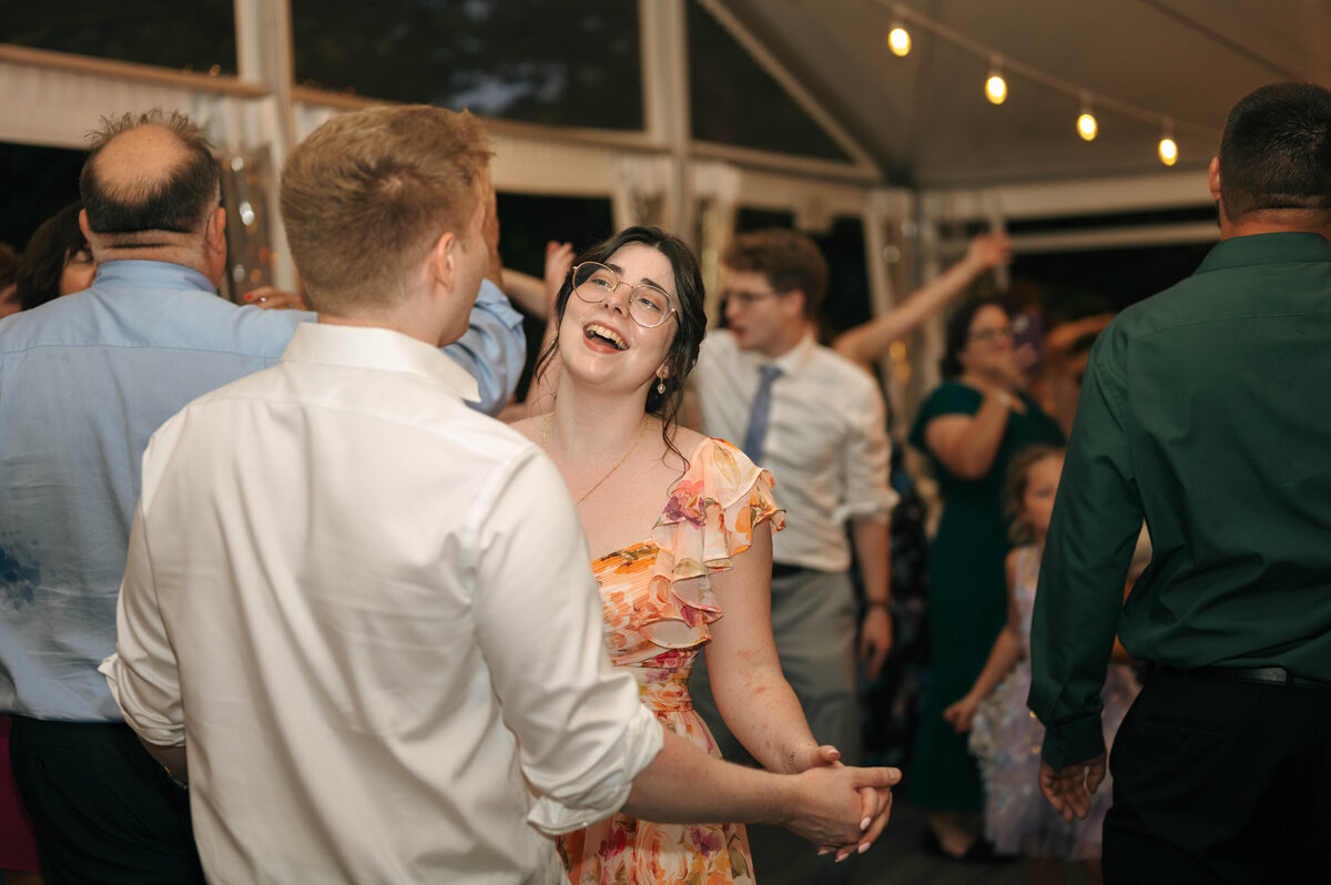 Wedding guests dancing 