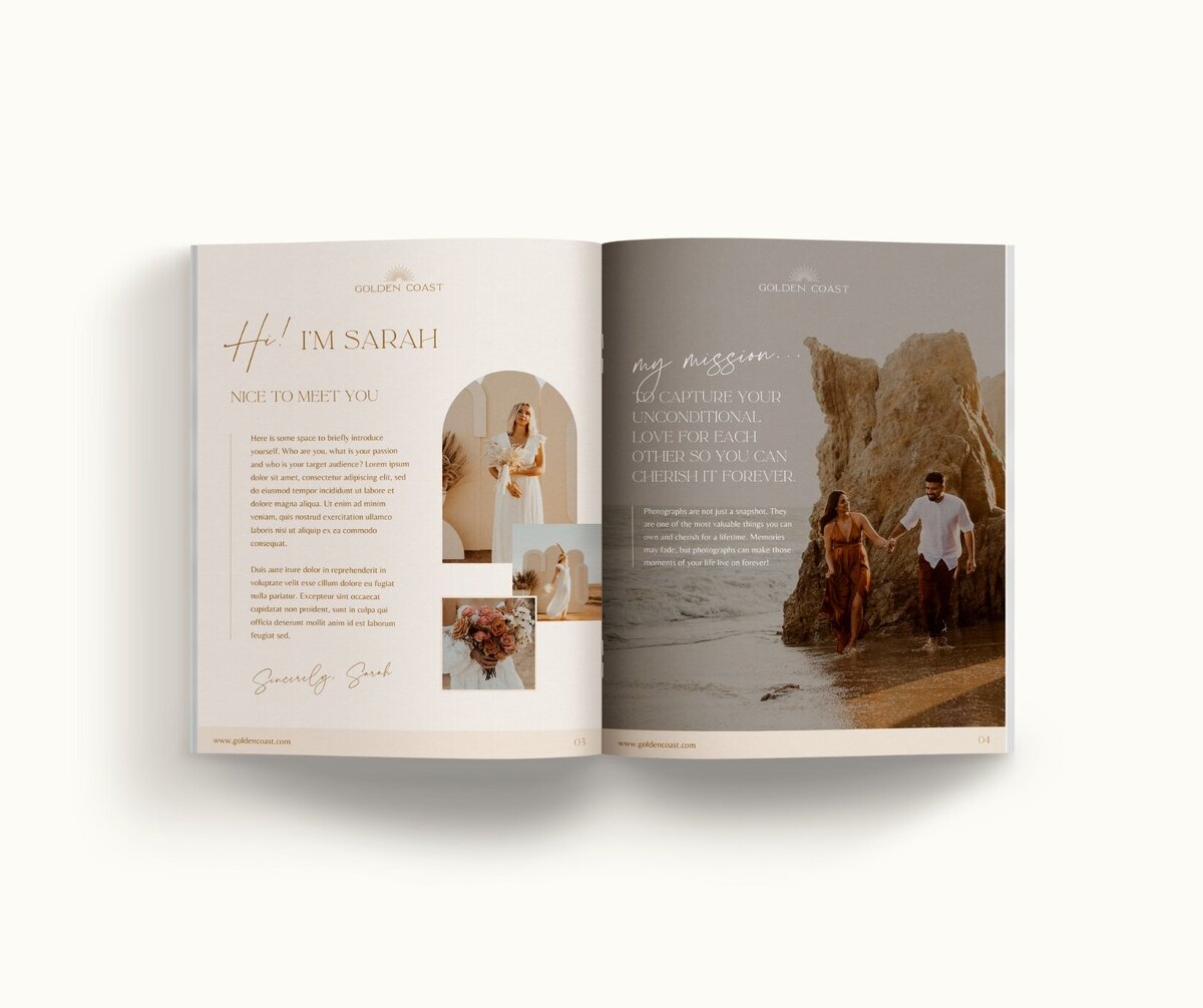 Boho pricing guide template for photographers Golden Coast 4