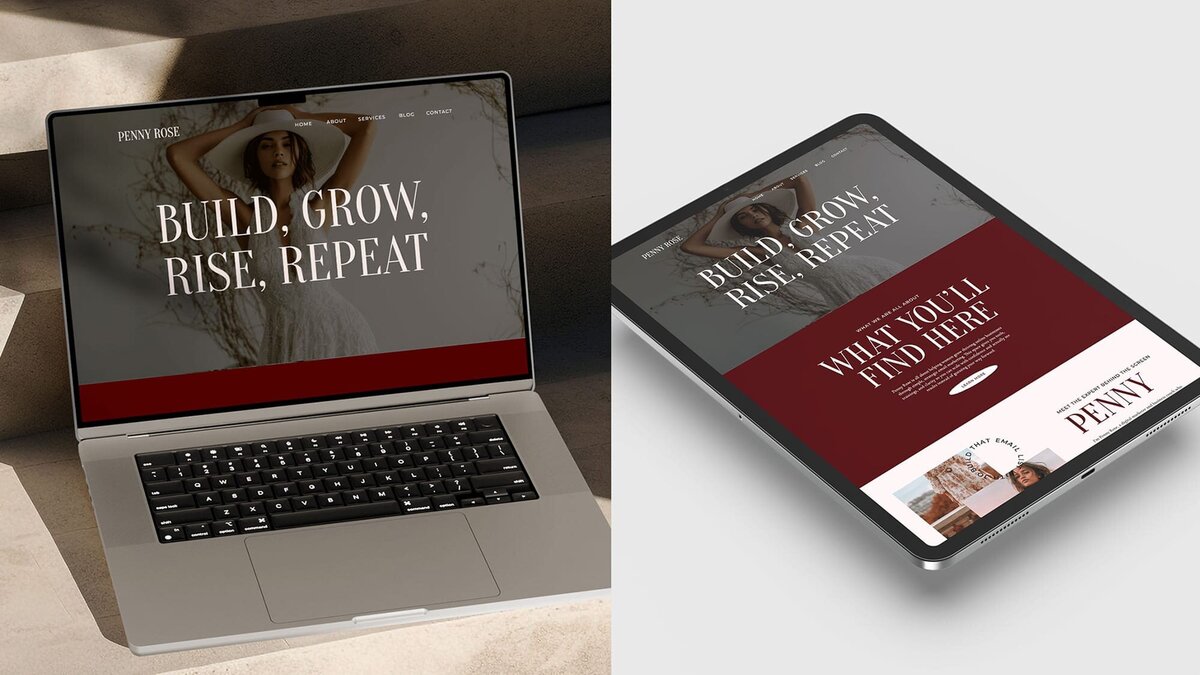 Website design mockup of luxury women brand website