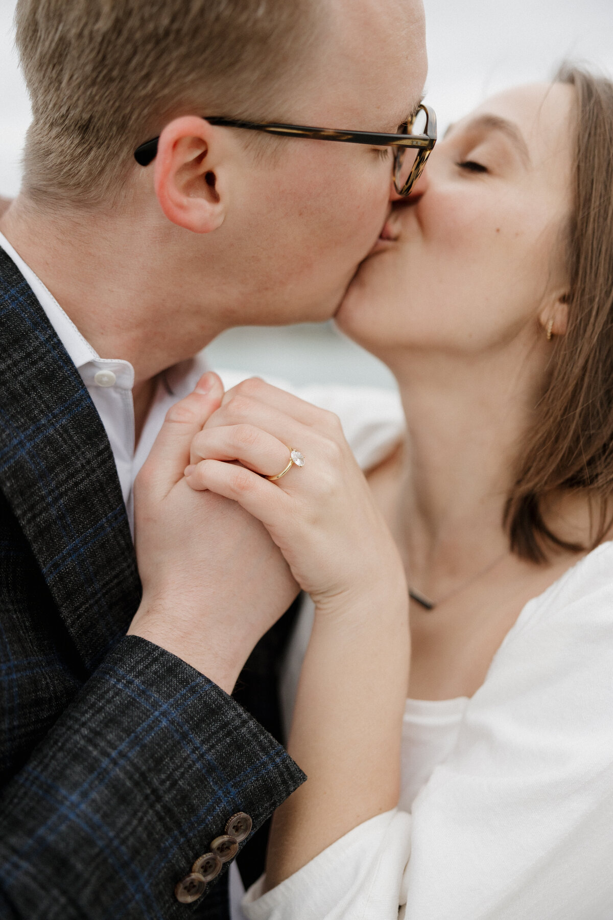 Romantic Indianapolis engagement photography ring detail