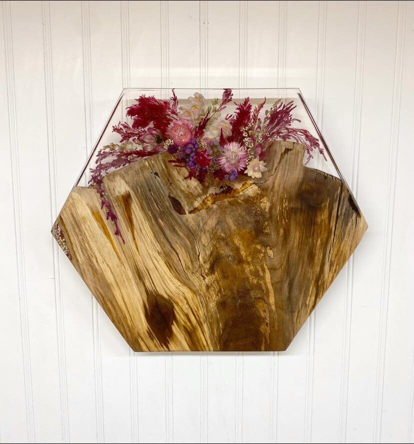 Wooden Floral Resin Wall Hanging