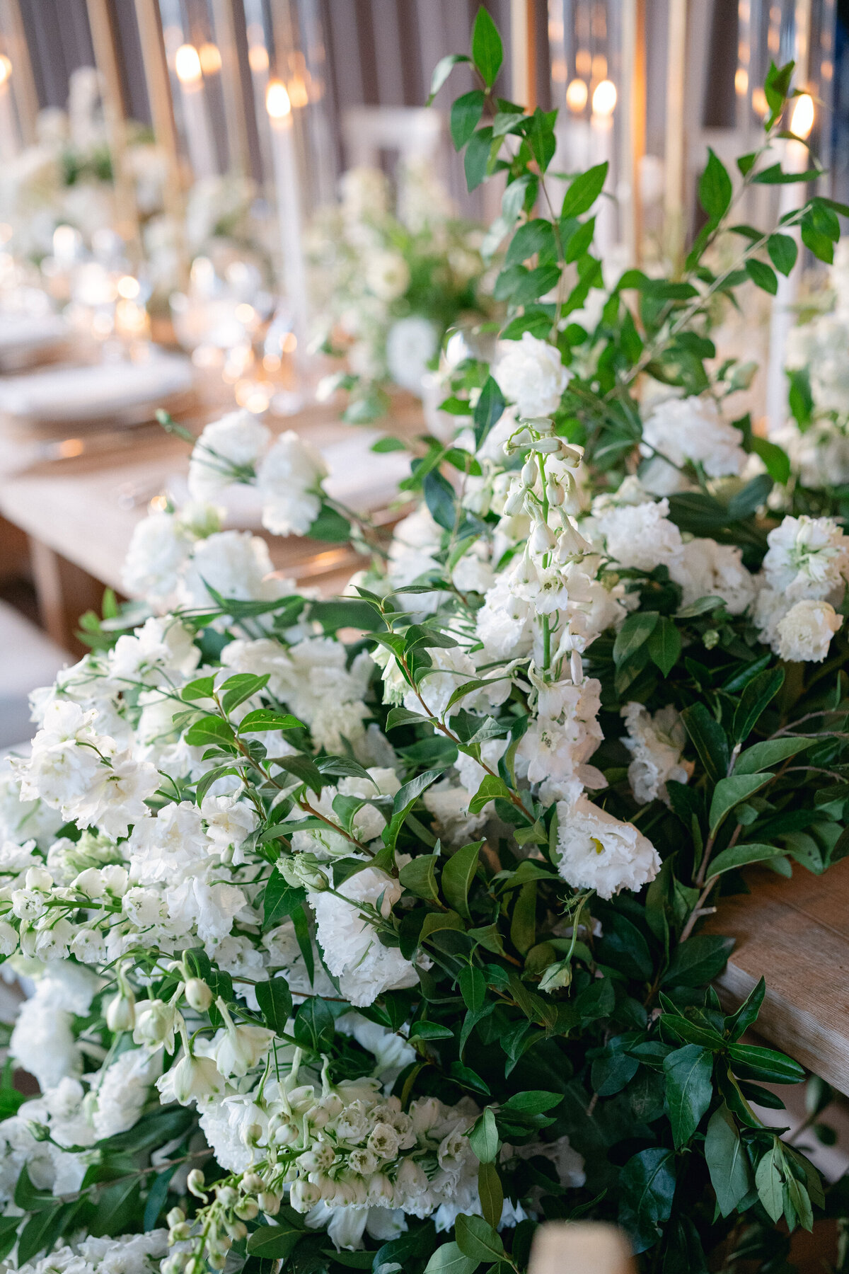 Cascading all white flowers