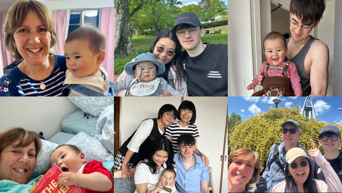 Juliet, a Japan Blend student, enjoying special moments with her family during their stay in Japan, captured in a joyful photo collage