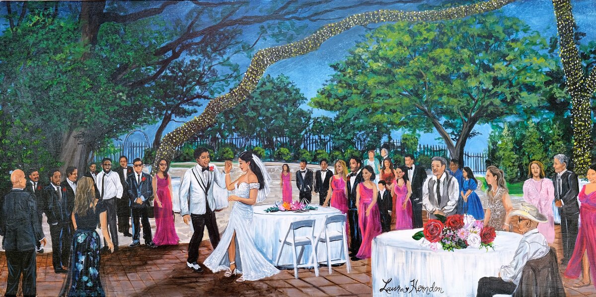 Austin texas live wedding painting by Laura Herndon