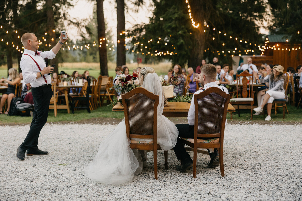 bride and groom playing wedding games