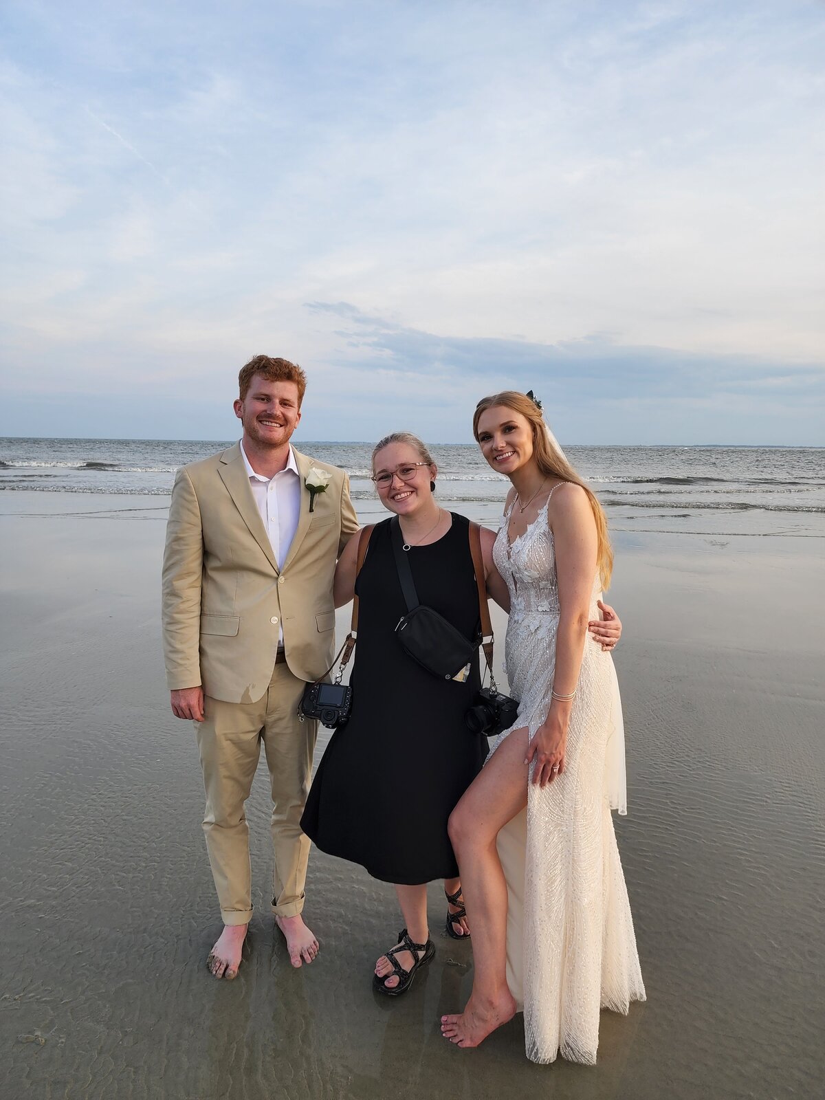Bride and groom on the beach with Hilton Head Wedding Photographer