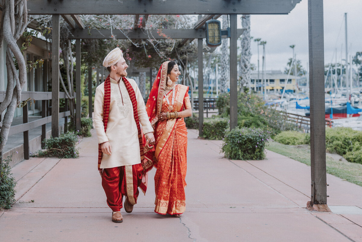 south asian american wedding in california red