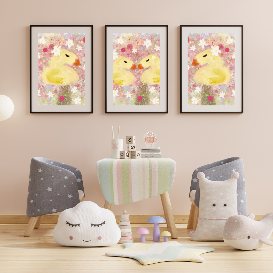Pink And Blue Cute Wall Art Frame Mockup Instagram Post