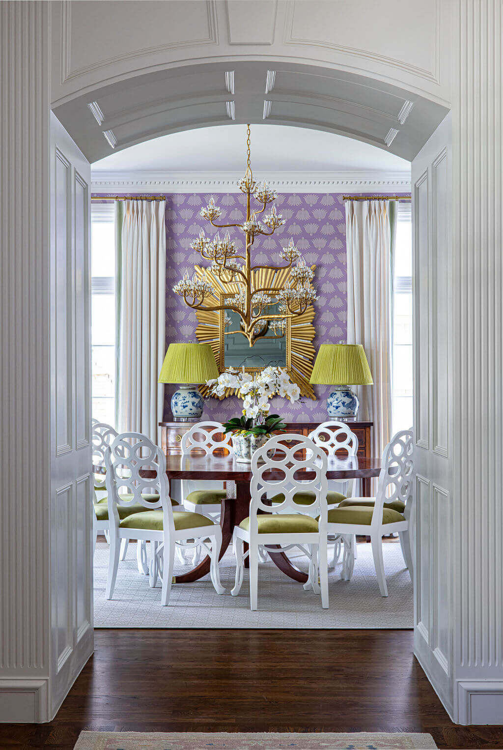 oyster creek studios university park purple chartreuse dining room