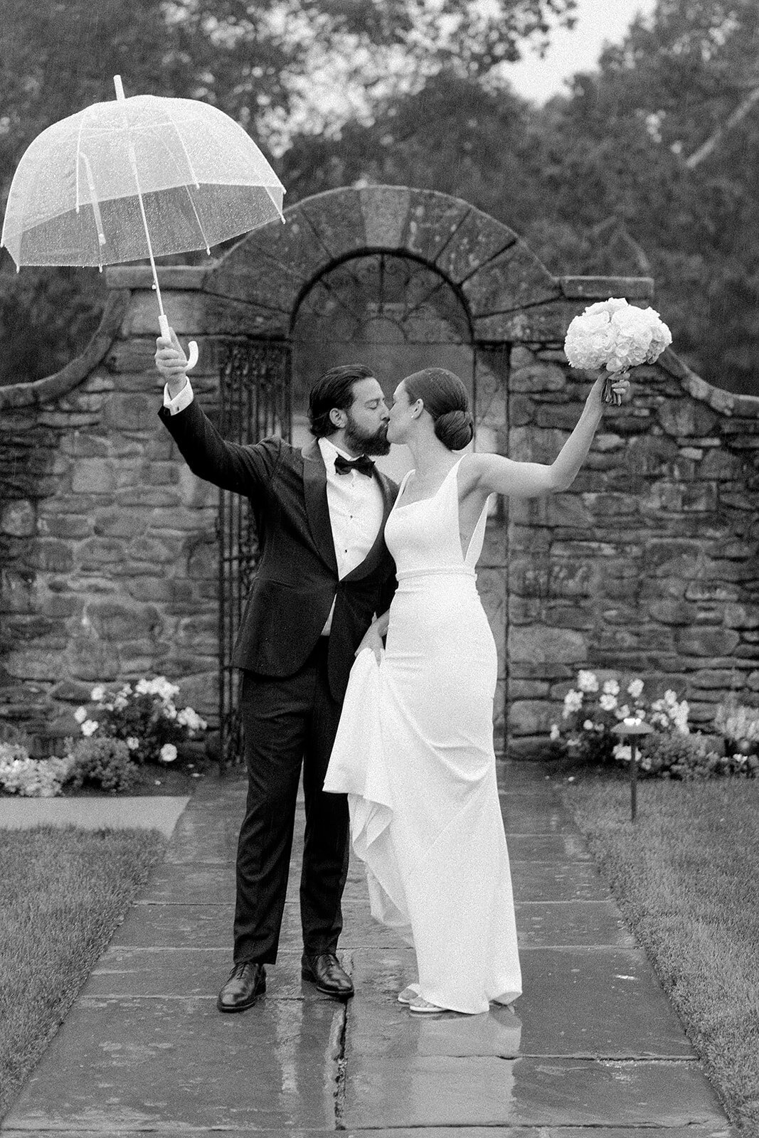 Kate-Murtaugh-Events-RI-wedding-planner-elopement-micro-wedding-intimate-celebration-Shepherds-Run-rain-umbrella-bride-groom-portrait