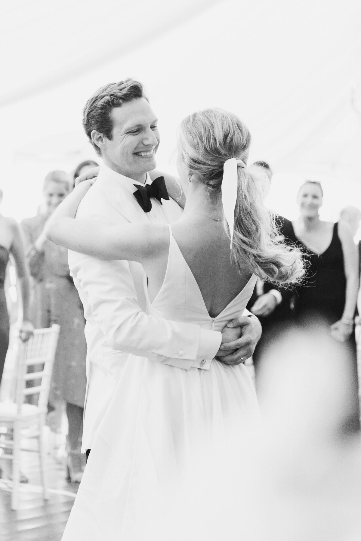 first-dance-black-white-groom-smiling
