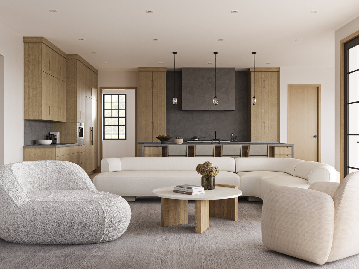 open plan kitchen living room visualization