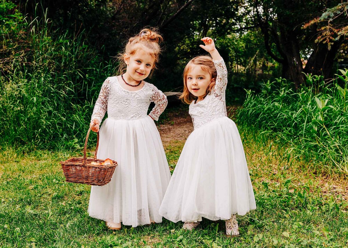 Two flower girls posing for camera, Shades of Green Events, Helena, MT