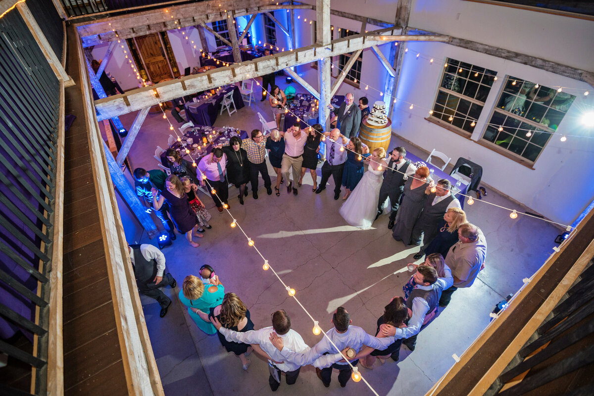 Wedding reception dancing at Quincy Cellars Winery.