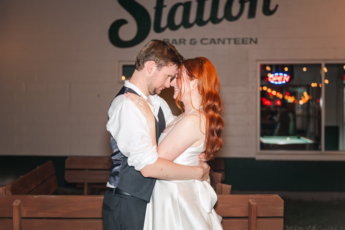 wedding couple at local Lexington bar for their afterparty