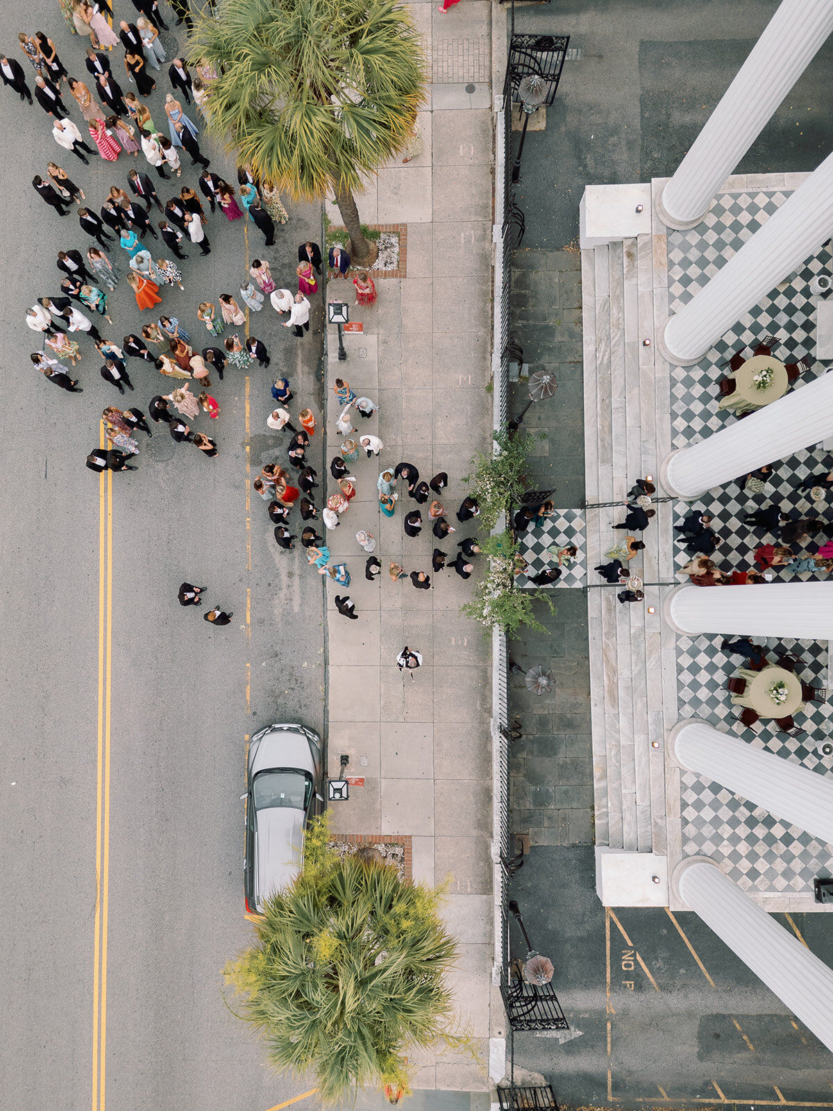 Classic Charleston Wedding processing down Meeting Street to Hibernian Hall by Sarah Bradshaw 0196