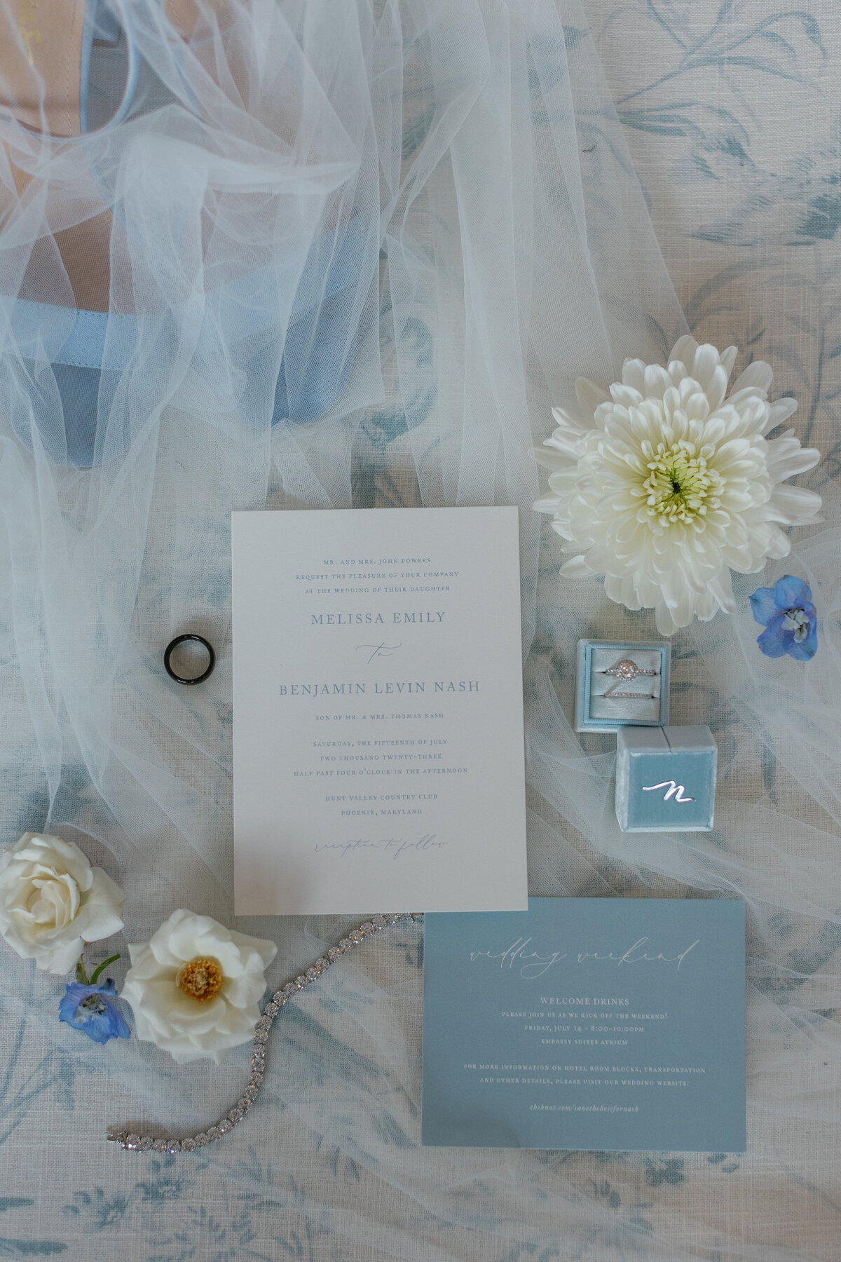 Invitation Suite for a classy coastal wedding at the Dunes Club