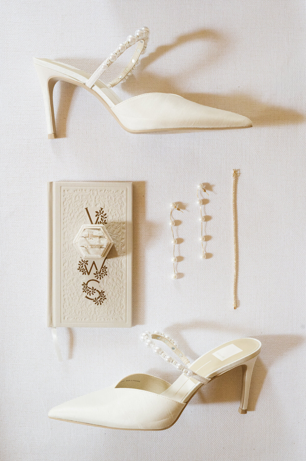 minimalist wedding details flatlay photo