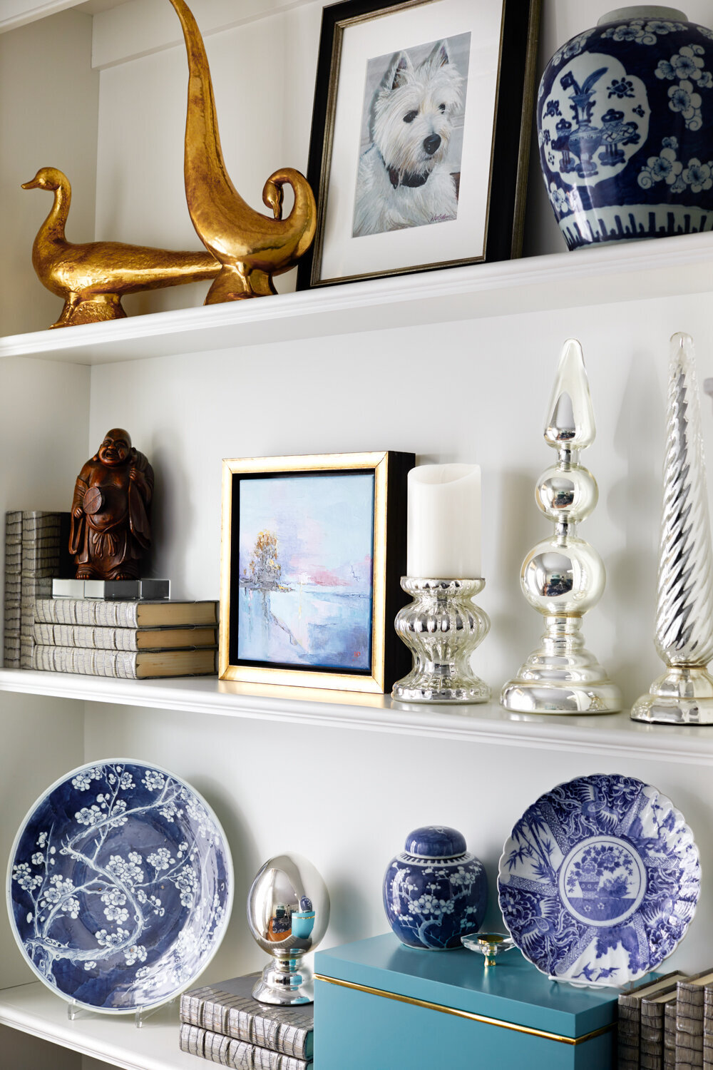 Shelves | Vibrant Classic Bungalow | Greenville SC Interior Design by Panageries