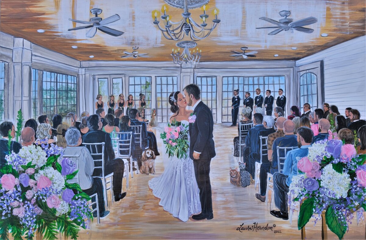 willow creek wedding and events center live wedding painting by Laura Herndon