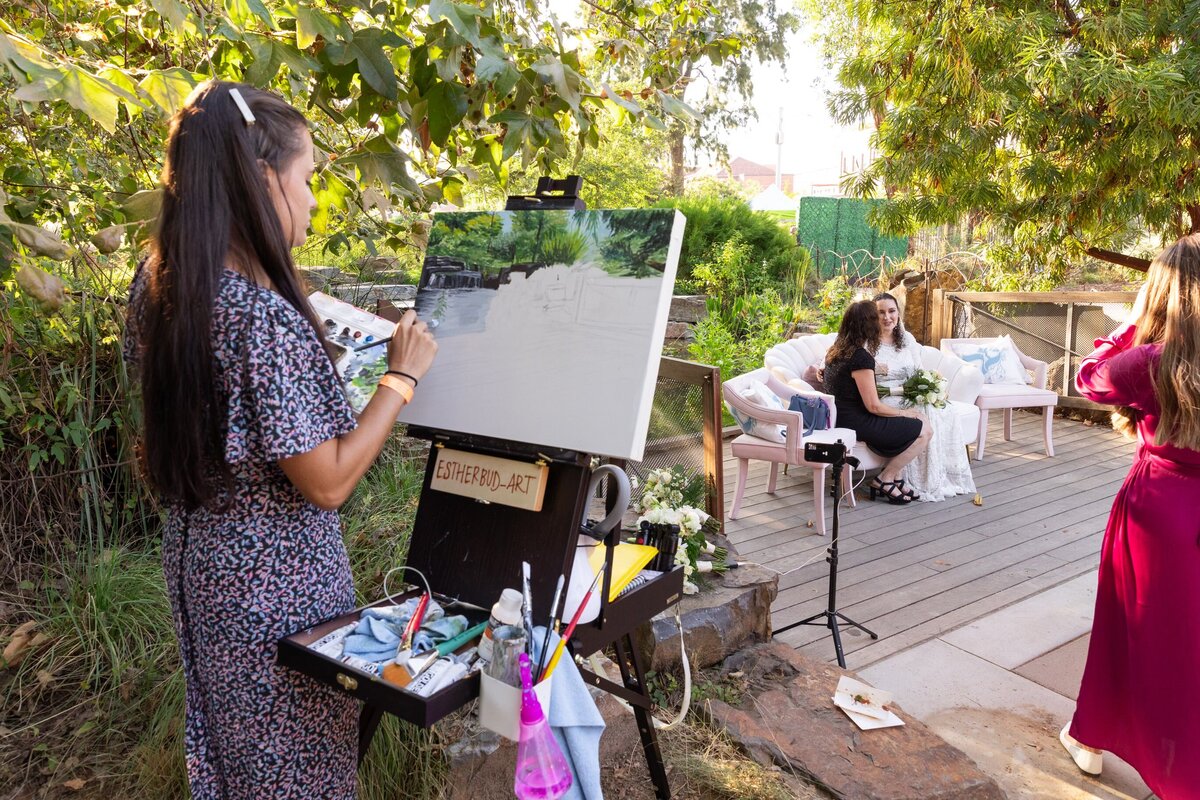 Live Painting- Garden Wedding Action Shot