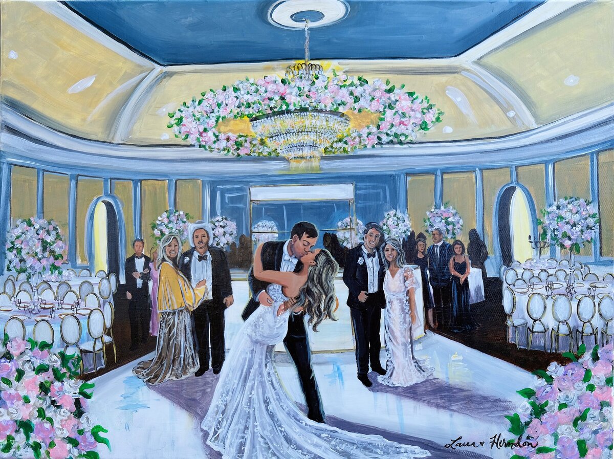 river oaks country club live wedding painting by Laura Herndon