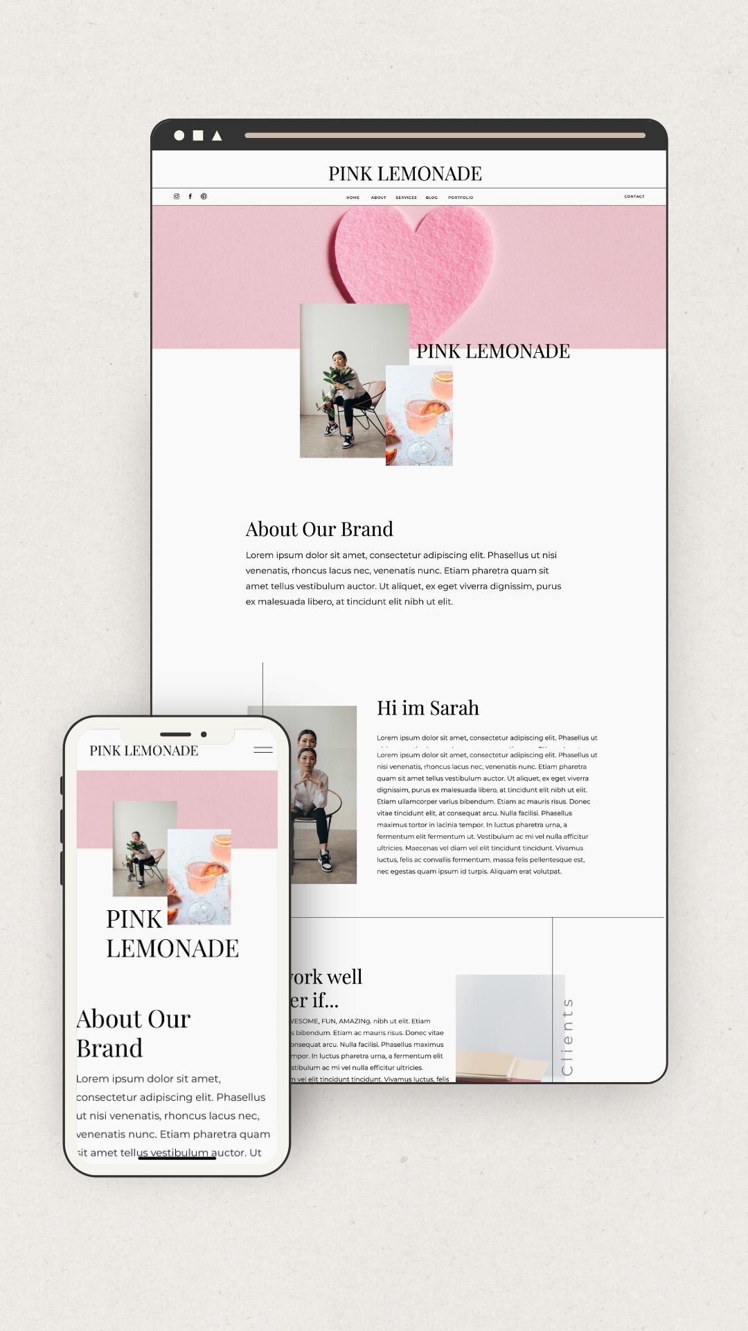 11Pink Lemonade Website template for any creative service provider 
