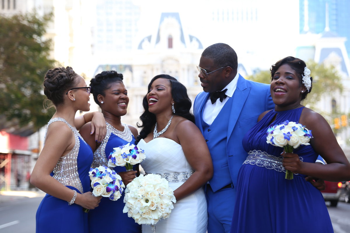 Stotesbury Mansion ceremony and wedding reception bridal portraits at City Hall