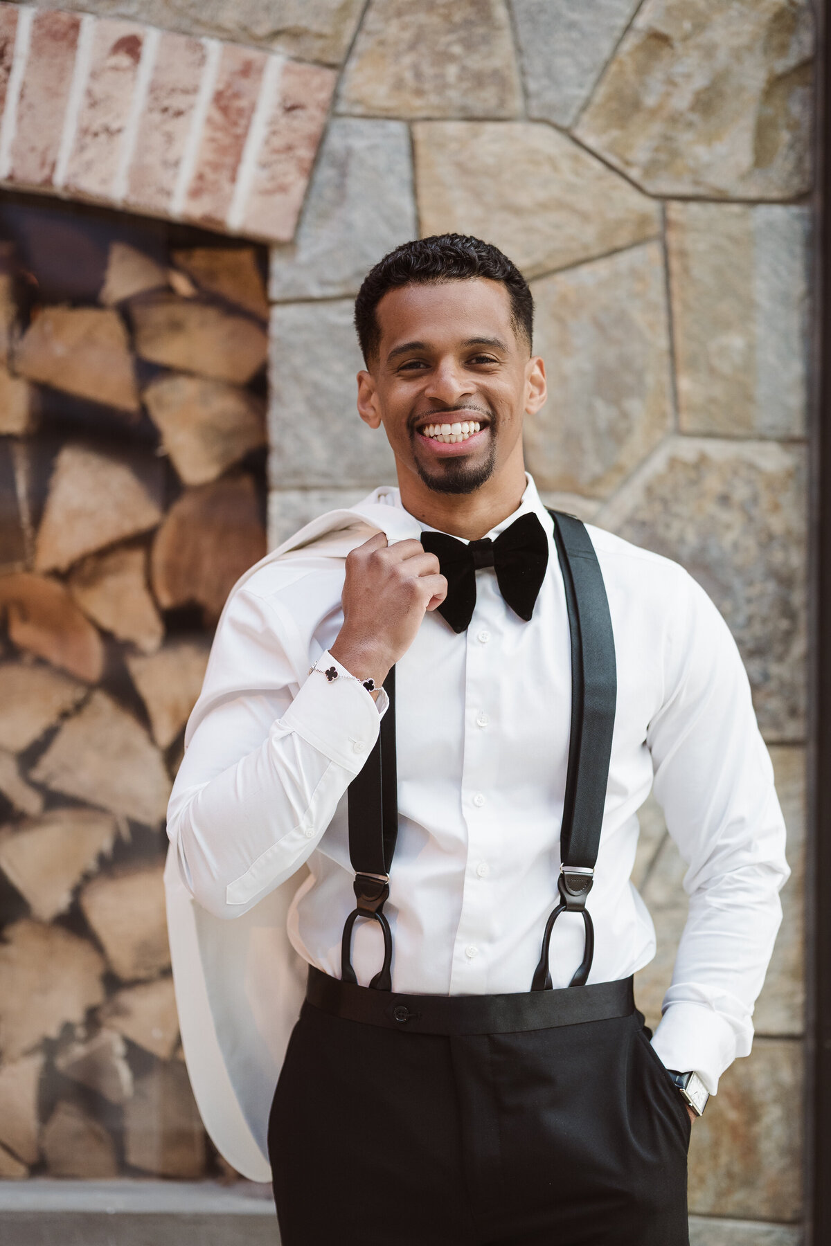 groom wearing suit shop supply
