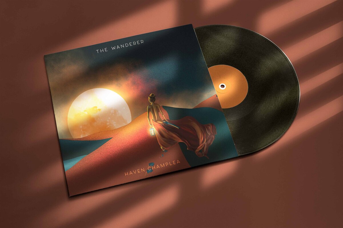 Vinyl Mockup of the Wanderer Album Design