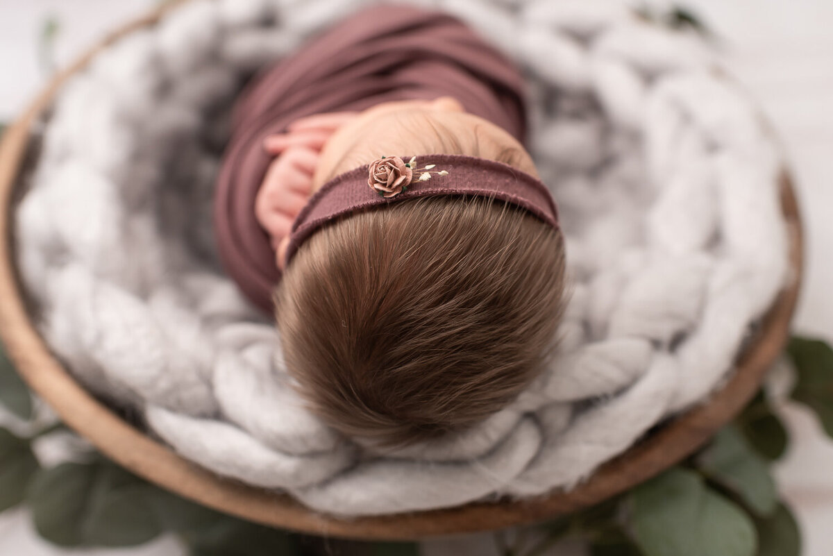 Close up of baby girl's hair at newborn session in Hartford, Connecticut | Sharon Leger Photography
