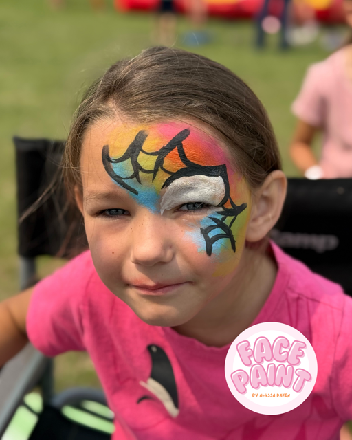 face-painting-by-alyssa-daken-girls-rainbow-spiderman-spidergirl-face-paint-design