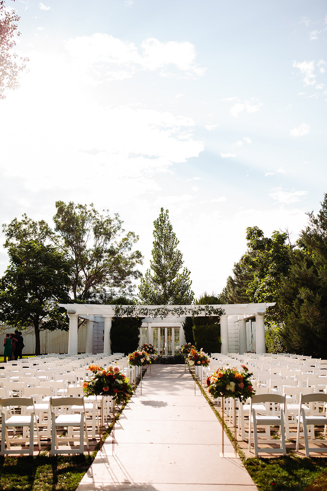 Wedding ceremony set up at Lionsgate in Lafayette, Colorado.
