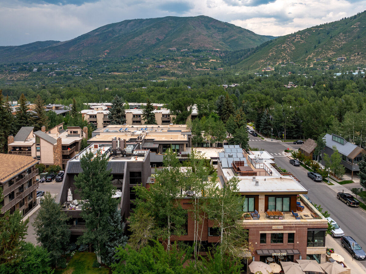 Exterior and interior views of the luxury home at 624 E Hopkins Avenue in Aspen Core, Colorado.