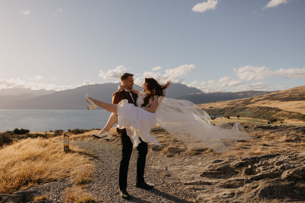 Queenstown elopement photographer, whimsical elopement at Jacks Point