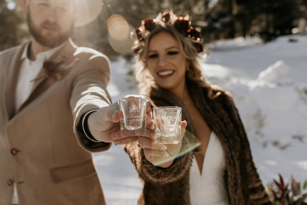 bride and groom custom shot glasses