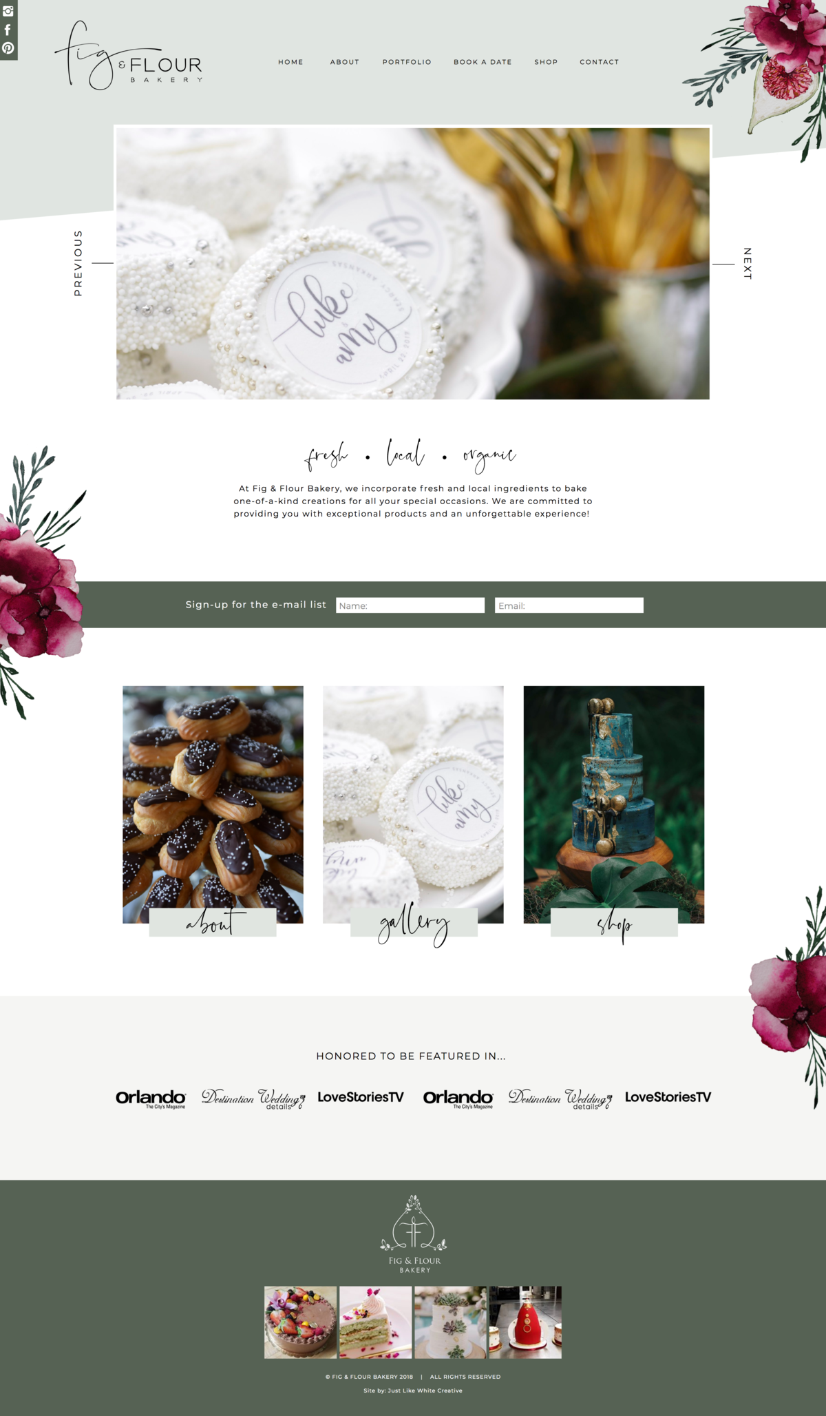 Website design for baked goods - Fig & flour bakery design by Tribble Design Co.
