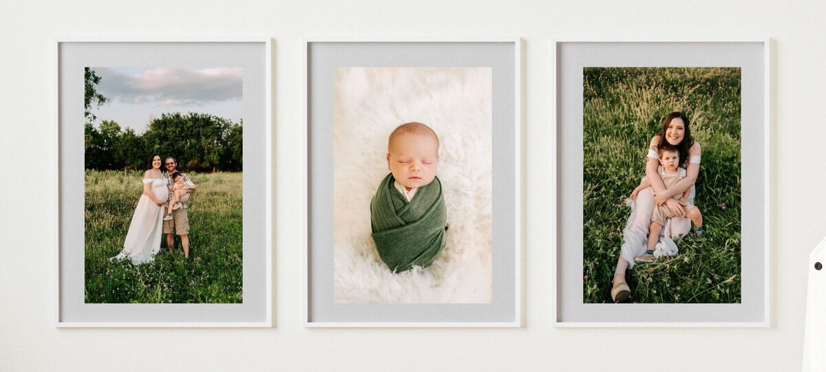 Springfield MO maternity photographer captures framed photos of pregnant mom in field