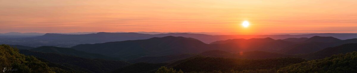 Blue Ridge Mountain layers at sunset on Skyline Drive