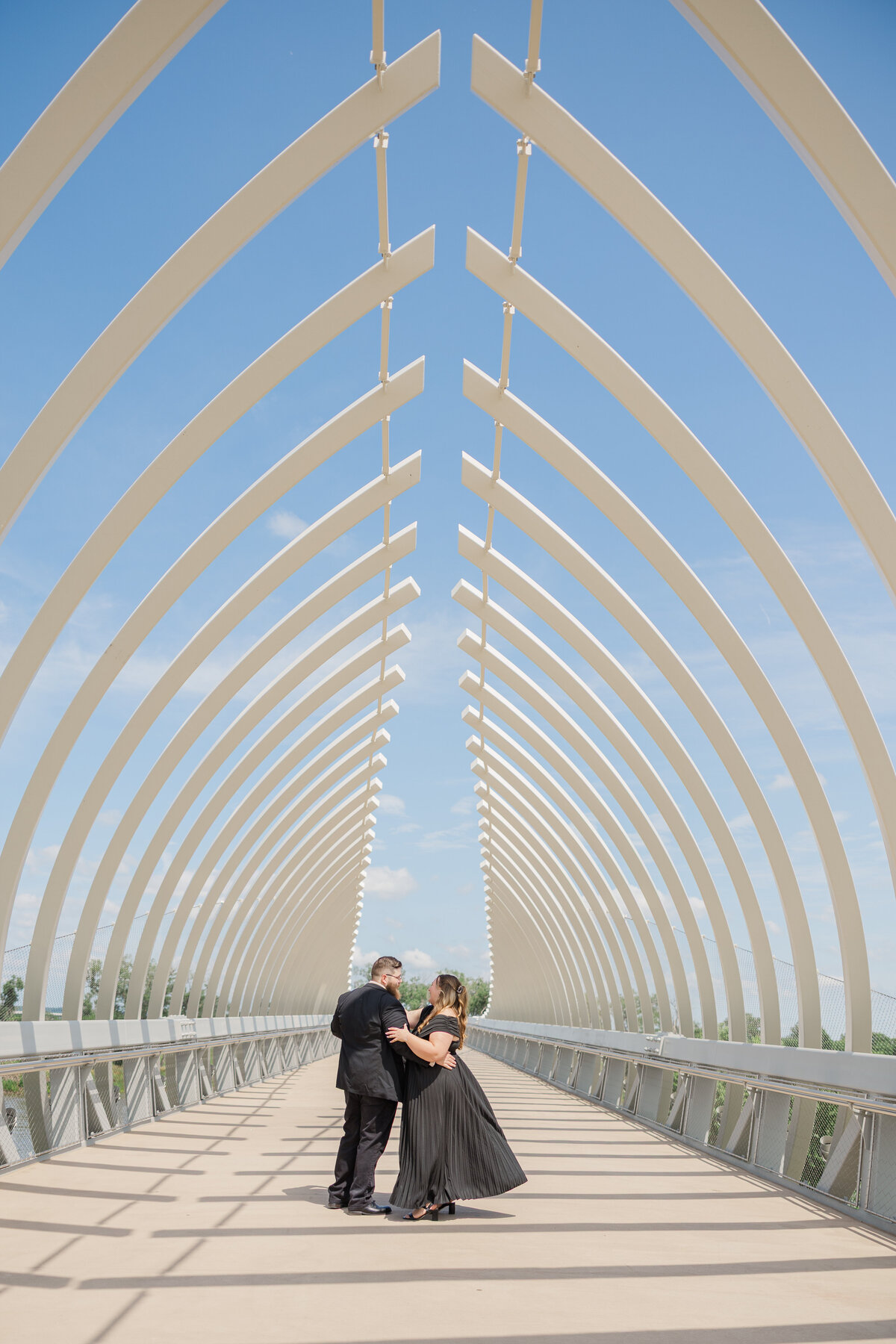 Architectural, downtown city engagement photos by Claire Katan Creative in Omaha.