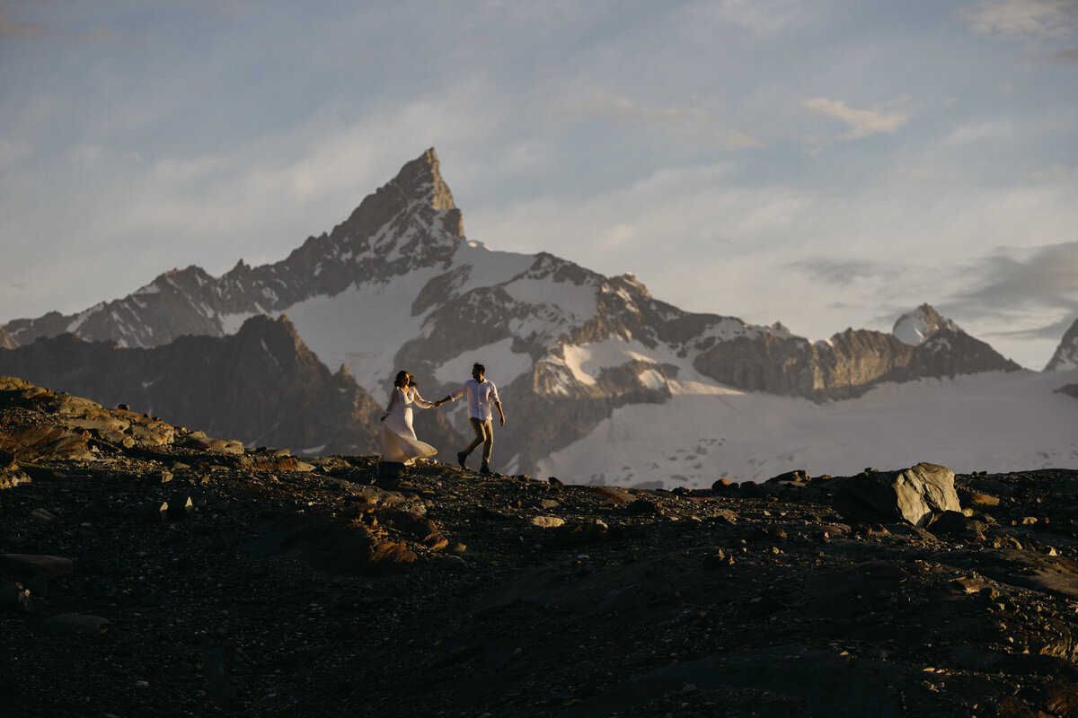Couple in Switzerland eloping at the Matterhorn