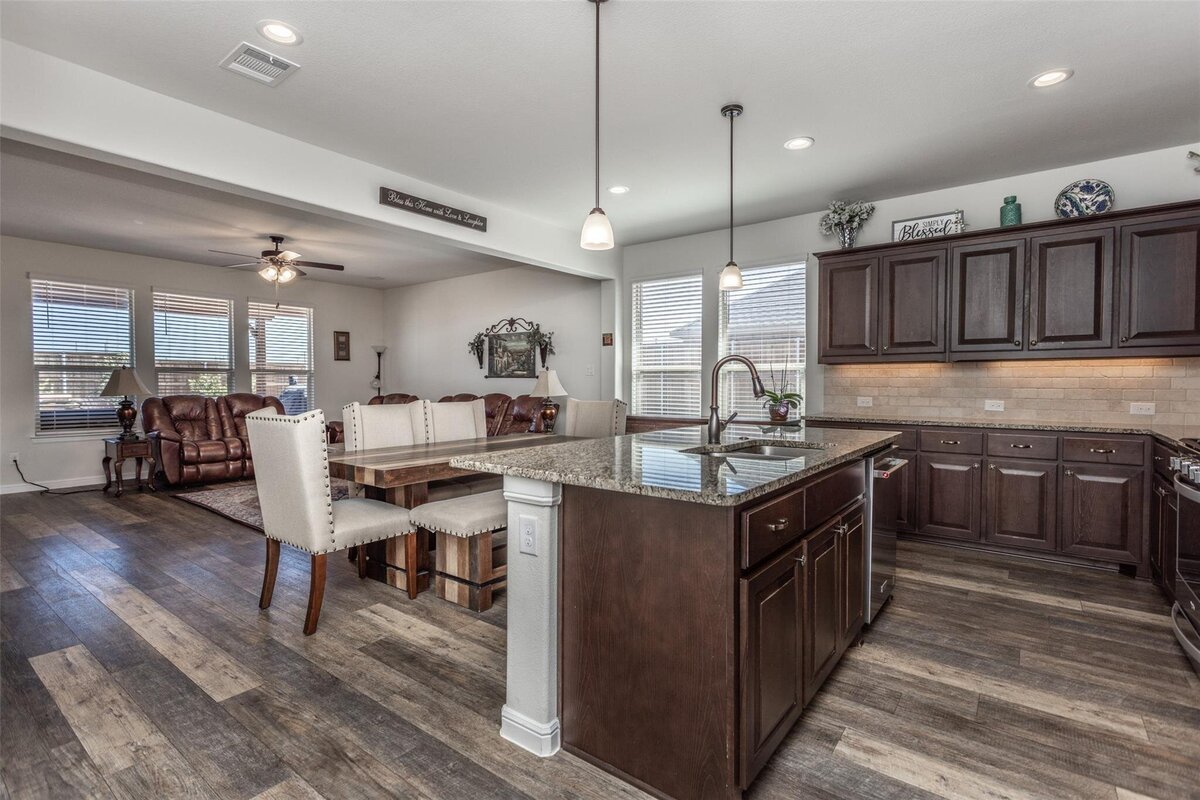 open floor plan kitchen - home for sale in Krum, Texas