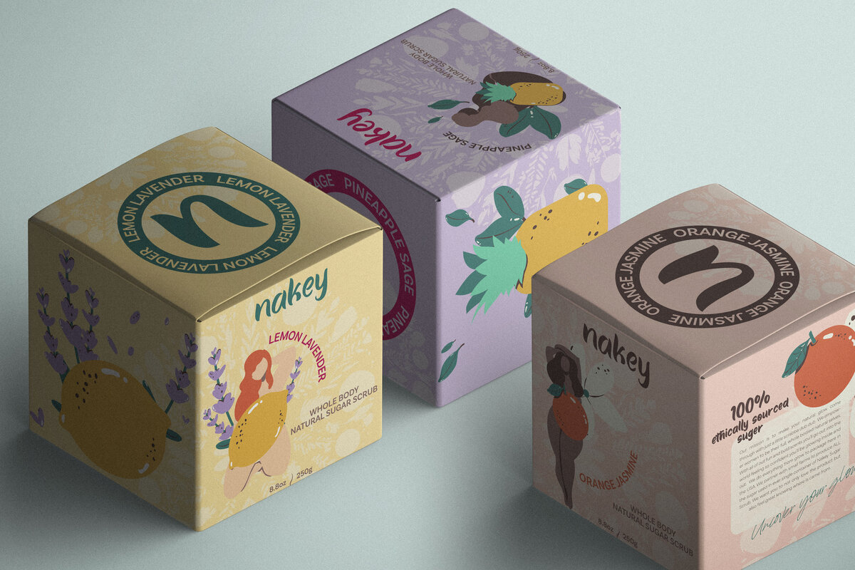 Nakey Sugar Scrub Packaging Design Boxes 1